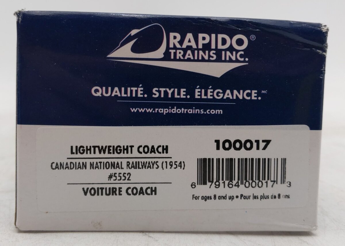 Rapido Trains 100017 HO Canadian National 1954 Passenger Coach Car #5552 LN/Box