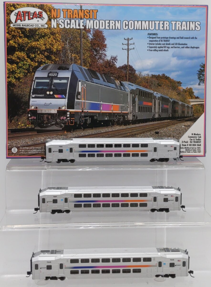Atlas 40004068 N NJ Transit Modern Commuter Cab Car & Trailer (Pack of 3)