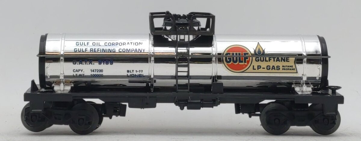 Lionel 6-9189 O Gauge Gulf Chrome Single Dome Tank Car EX/Box