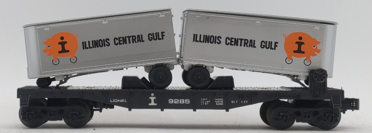 Lionel 6-9285 O Gauge Illinois Central Gulf Flatcar w/Vans