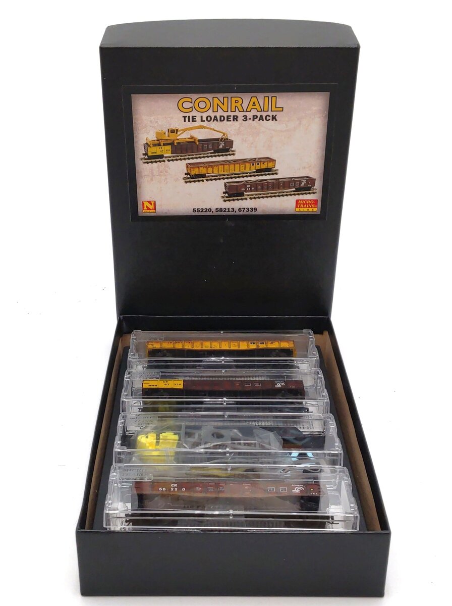 Micro-Trains 99301880 N Conrail Weathered Gondola with Tie Loader (Set of 3)