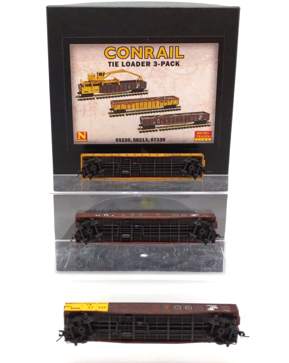 Micro-Trains 99301880 N Conrail Weathered Gondola with Tie Loader (Set of 3)