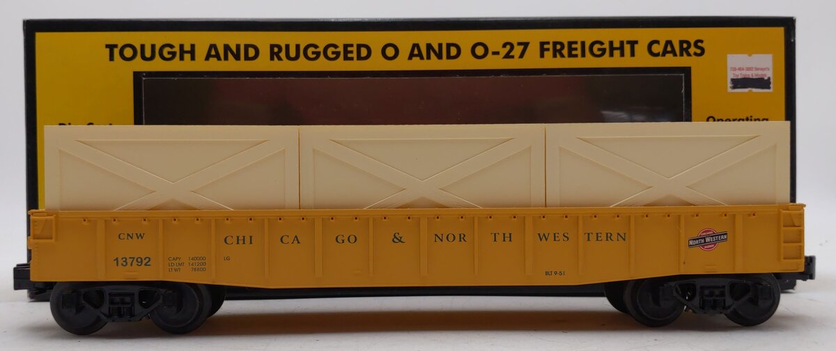 MTH 30-7205 O Gauge Chicago Northwestern Gondola Car #13792 w/ Crate Load LN/Box