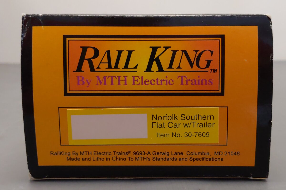 MTH 30-7609 O Gauge Norfolk & Southern Flatcar with NS Triple Crown Trailer EX/Box