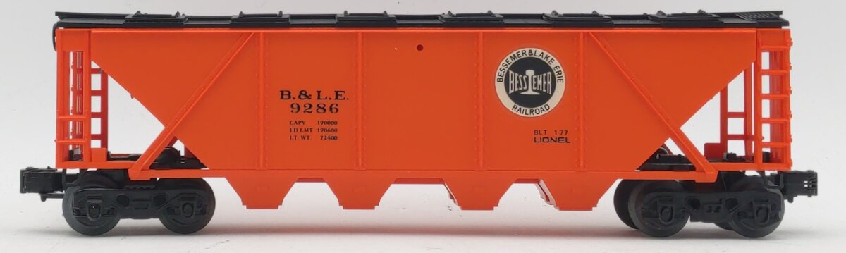 Lionel 6-9286 O Gauge Bessemer and Lake Erie Covered Quad Hopper #9286 LN/Box