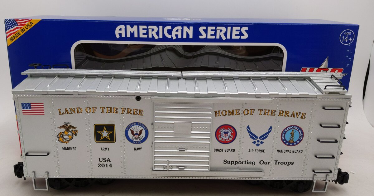 USA Trains R19095 G Military Series "Support Our Troops Simulated Wood Box Car