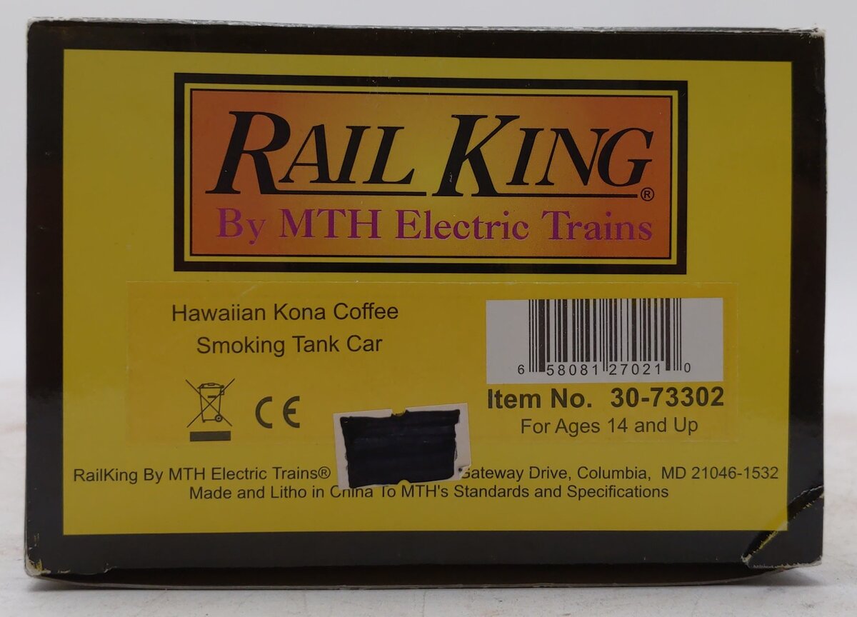 MTH 30-73302 O Gauge Coffee Smoking Tank Car