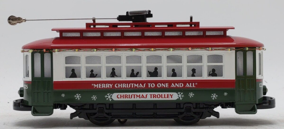 MTH 30-5200 O Christmas RailKing Bump-N-Go Trolley with LED Lights