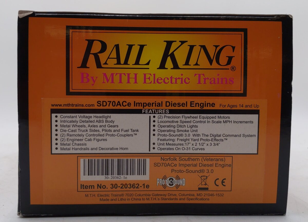 MTH 30-20362-1 NS "Support Veterans" SD70ACe Diesel Engine & Caboose PS3.0 #6920