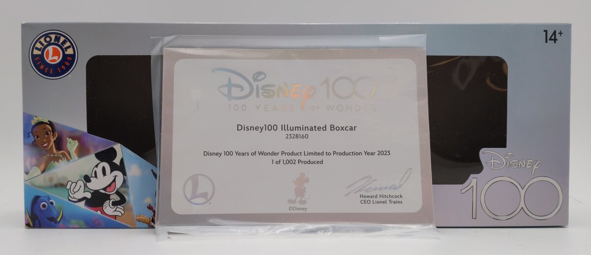 Lionel 2328160 O Disney 100 Illuminated Boxcar