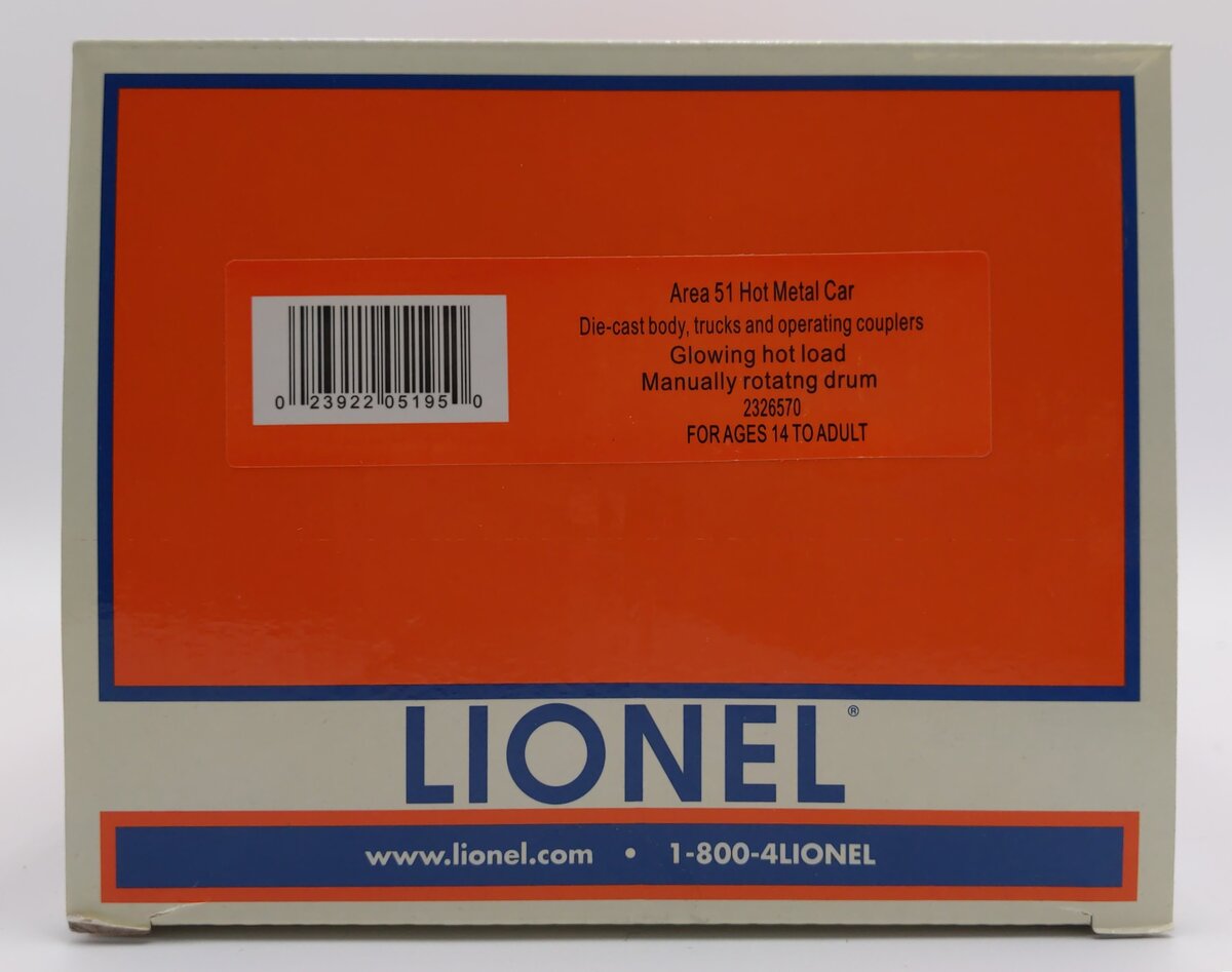Lionel 2326570 O Area 51 Hot Metal Car