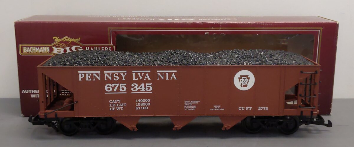 Bachmann 98214 G Scale Pennsylvania 3 Bay Hopper #675345 w/ Coal Load LN/Box