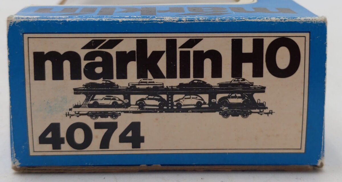 Marklin 4074 HO Scale German Federal Railway Auto Carrier w/ Cars LN/Box