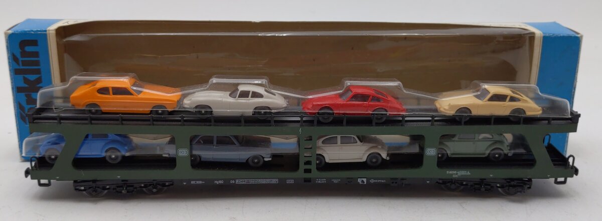 Marklin 4074 HO Scale German Federal Railway Auto Carrier w/ Cars LN/Box