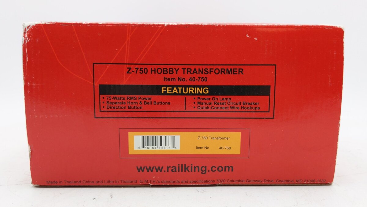 MTH 40-750 Z-750 Hobby Transformer with Controller LN/Box