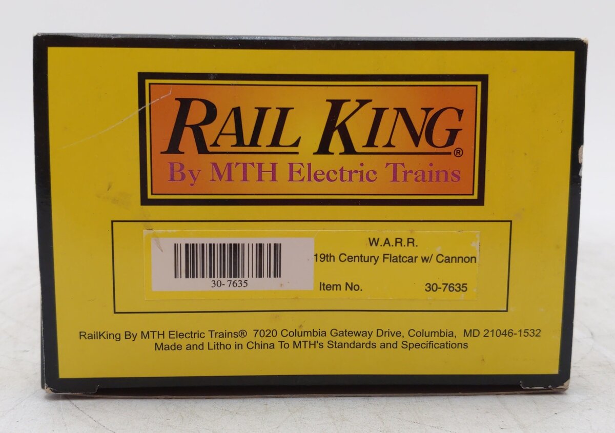 MTH 30-7635 O Western & Atlantic Railroad 19th Century Flatcar #1862 with Cannon LN/Box