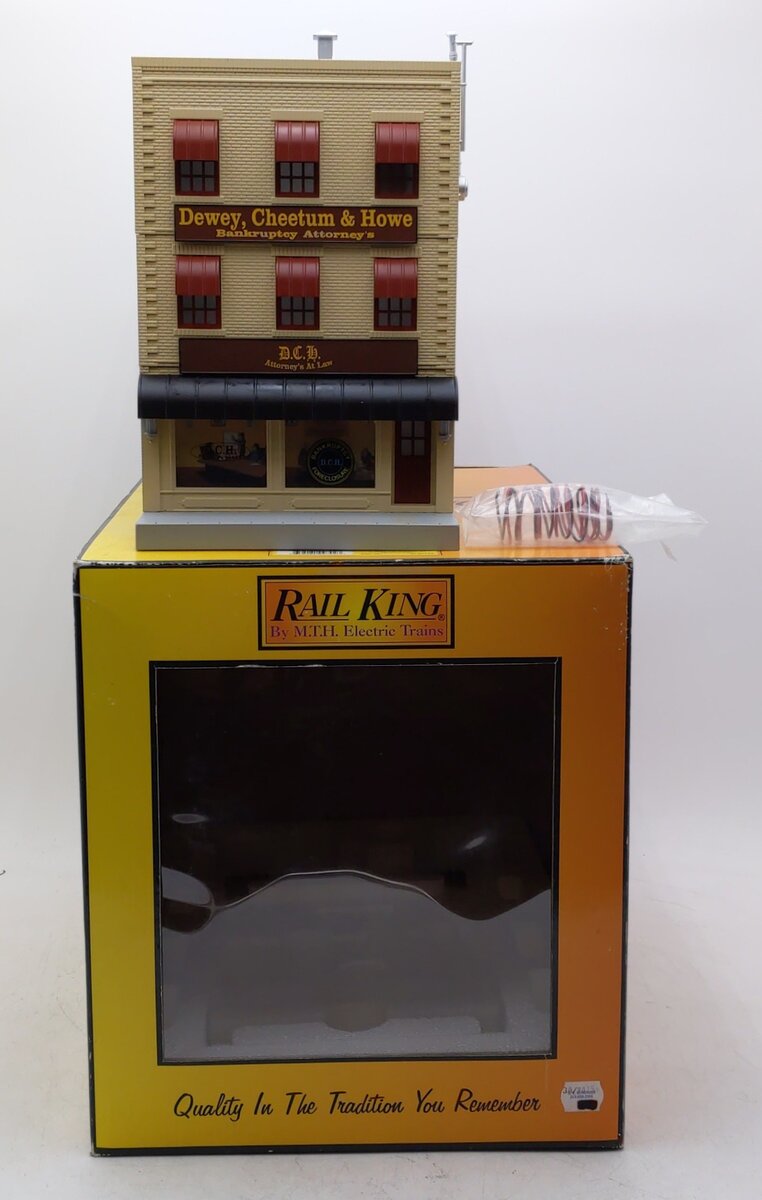 MTH 30-90154 Dewey, Cheetum and Howe 3-Story City Factory W/Blinking Sign