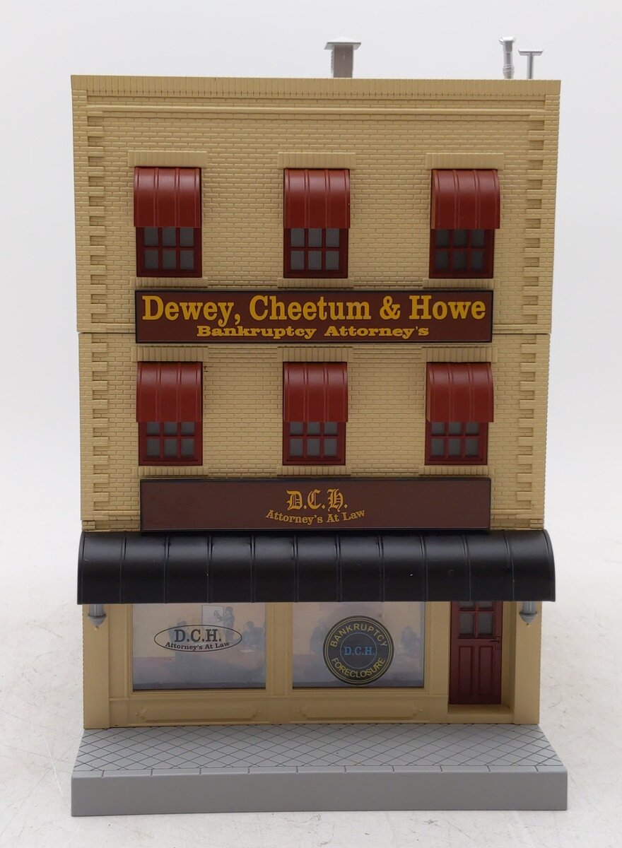MTH 30-90154 Dewey, Cheetum and Howe 3-Story City Factory W/Blinking Sign