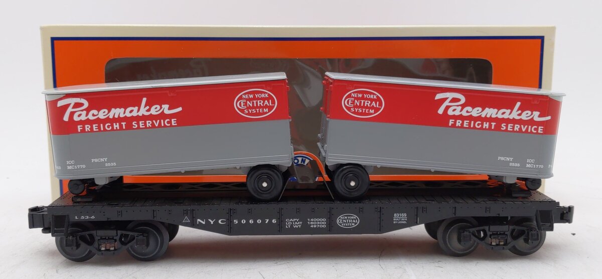 Lionel 6-83169 O New York Central Flatcar With Piggyback Trailers
