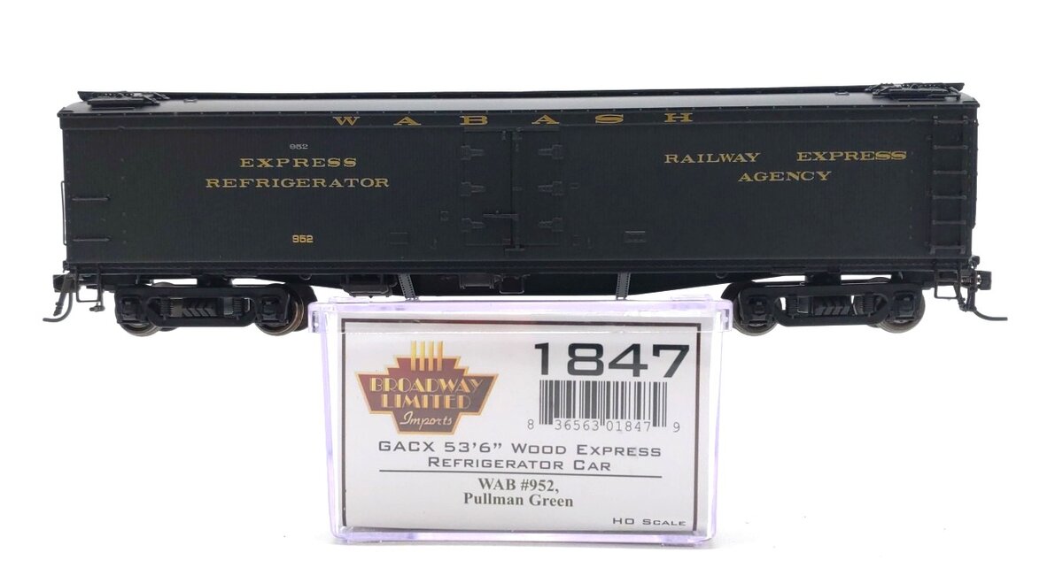 Broadway Limited 1847 HO Wabash 53'6" Wood Express Reefer #952