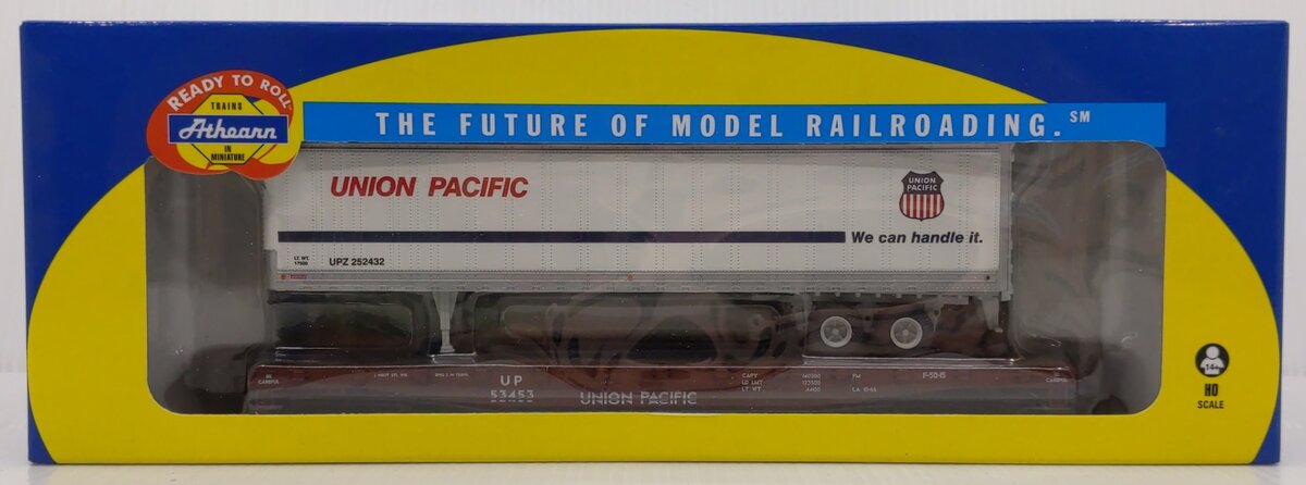 Athearn 97760 HO Union Pacific 50' Flatcar w/45' Trailer #53453