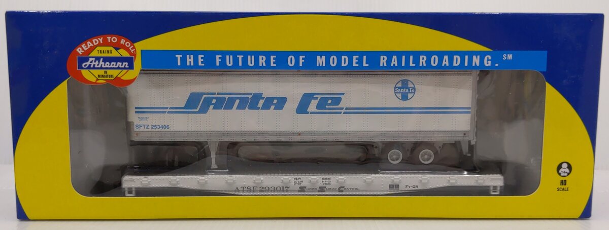 Athearn 97751 HO Santa Fe 50' Flatcar w/45' Trailer #293017