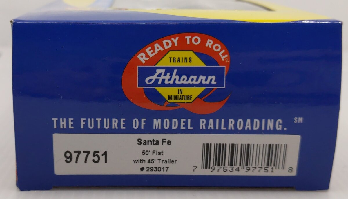 Athearn 97751 HO Santa Fe 50' Flatcar w/45' Trailer #293017