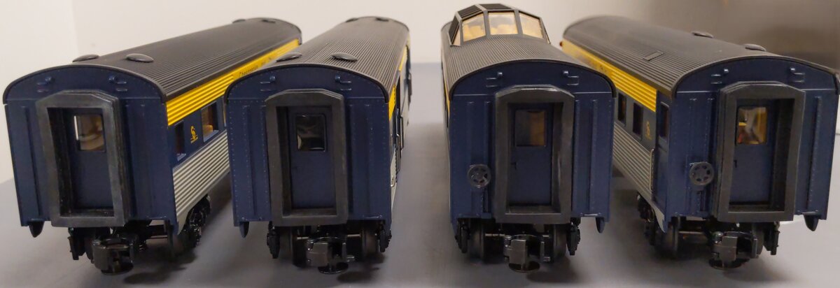MTH 30-6141 O C&O RailKing O-27 Streamlined Passenger Car Set (Set of 4) NIB