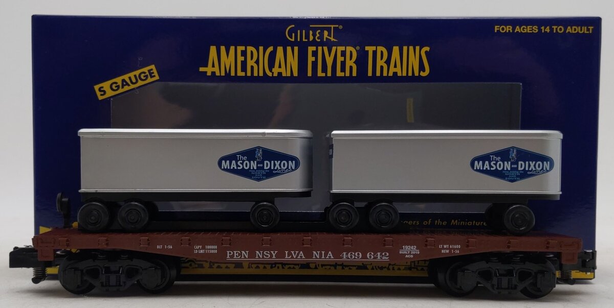 American Flyer 1919242 S Mason-Dixon / PRR TOFC Flatcar #469642
