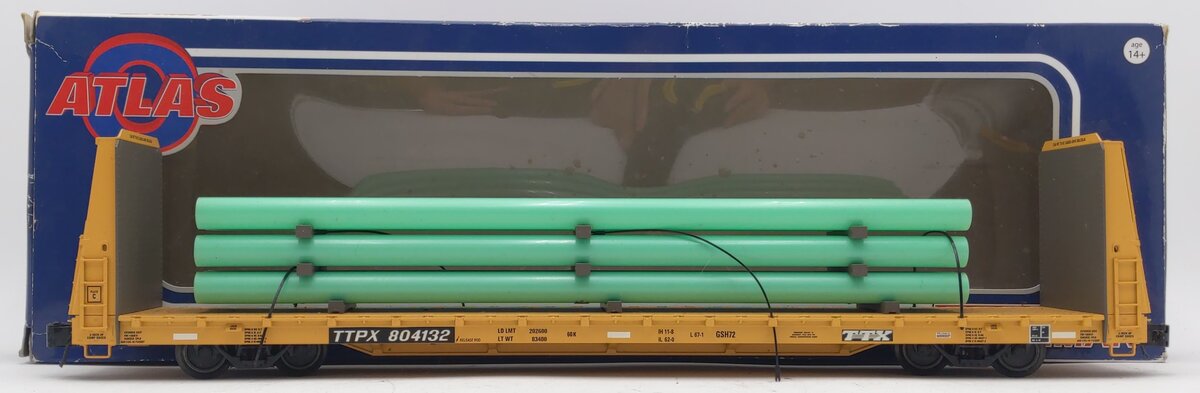 Atlas 2002614 O TTX Trainman® 62' Bulkhead Flat Car - 3 Rail