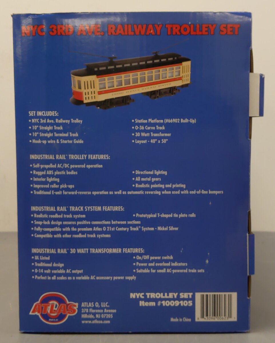 Atlas 1009105 NYC 3rd Ave. Railway O Gauge Trolley Set