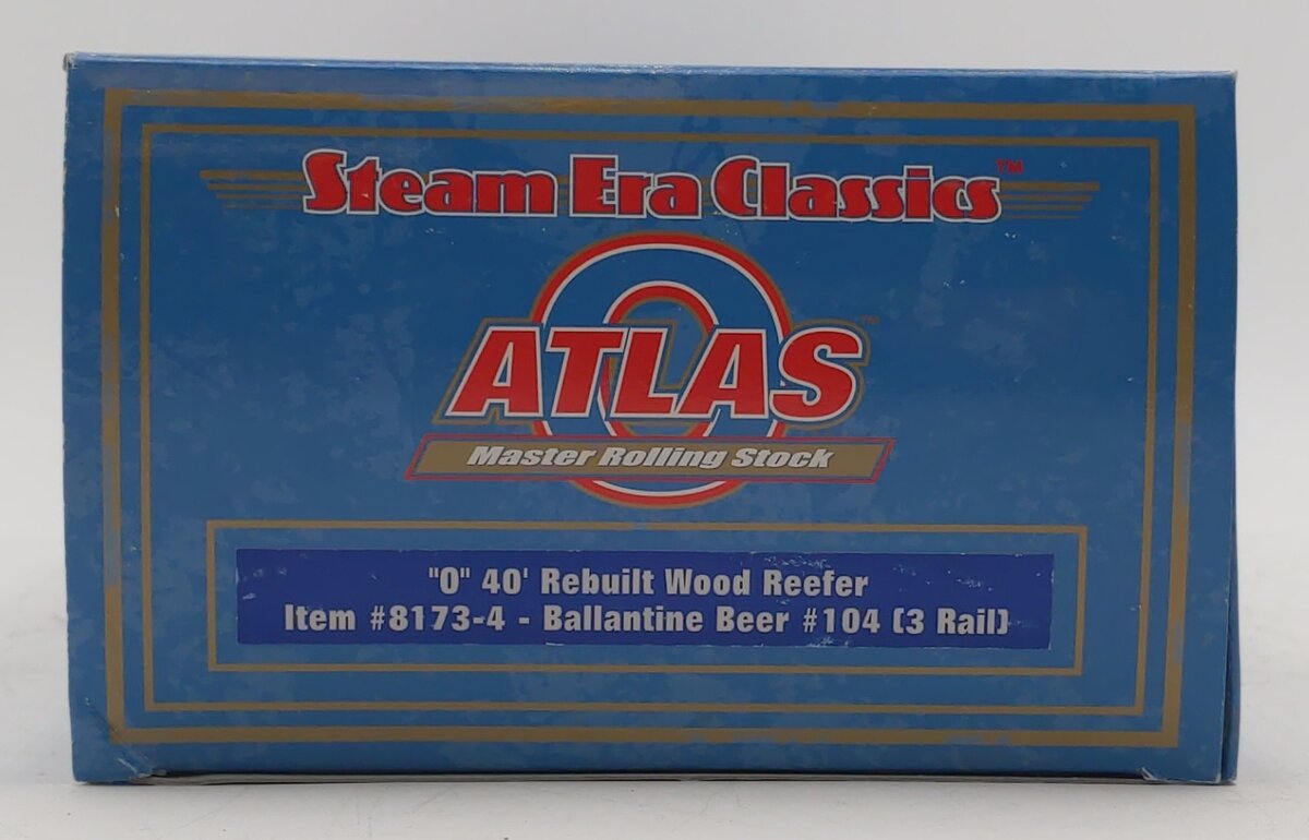 Atlas 8173-4 O Gauge Ballantine Beer 40' Rebuilt Wood Reefer #104 (3Rail) EX/Box