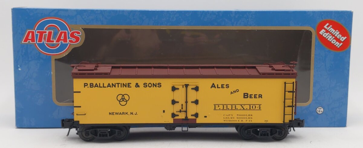Atlas 8173-4 O Gauge Ballantine Beer 40' Rebuilt Wood Reefer #104 (3Rail) EX/Box
