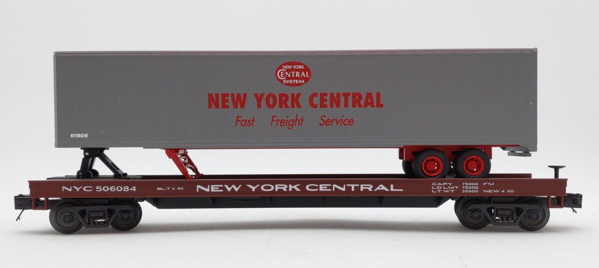 MTH 20-98402 O Gauge New York Central Flatcar with 48‘ Trailer #506084 LN/Box