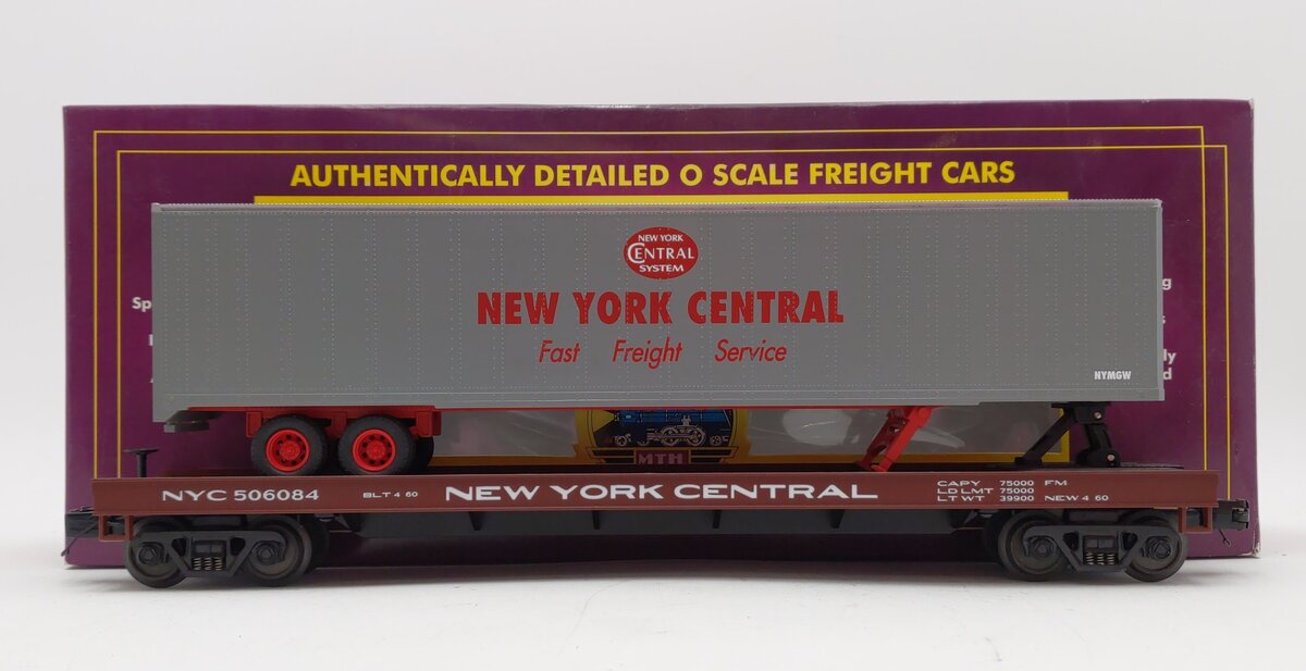 MTH 20-98402 O Gauge New York Central Flatcar with 48‘ Trailer #506084 LN/Box