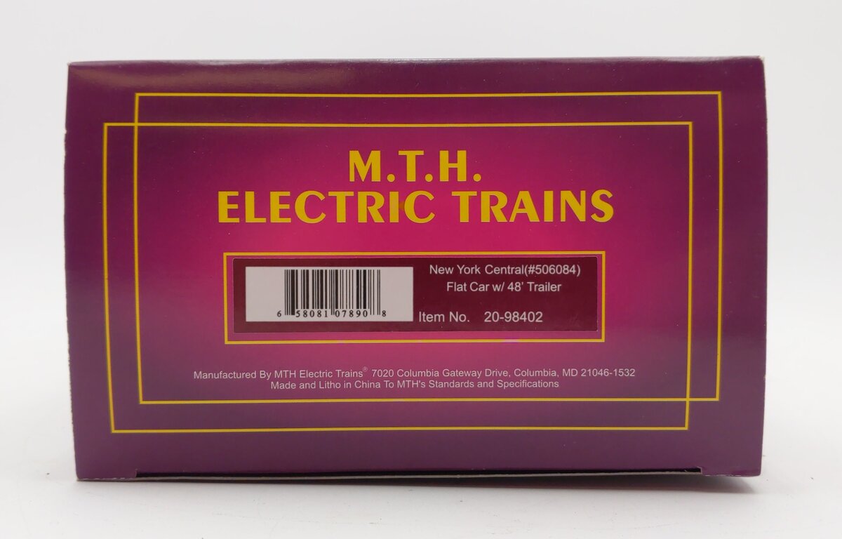 MTH 20-98402 O Gauge New York Central Flatcar with 48‘ Trailer #506084 LN/Box