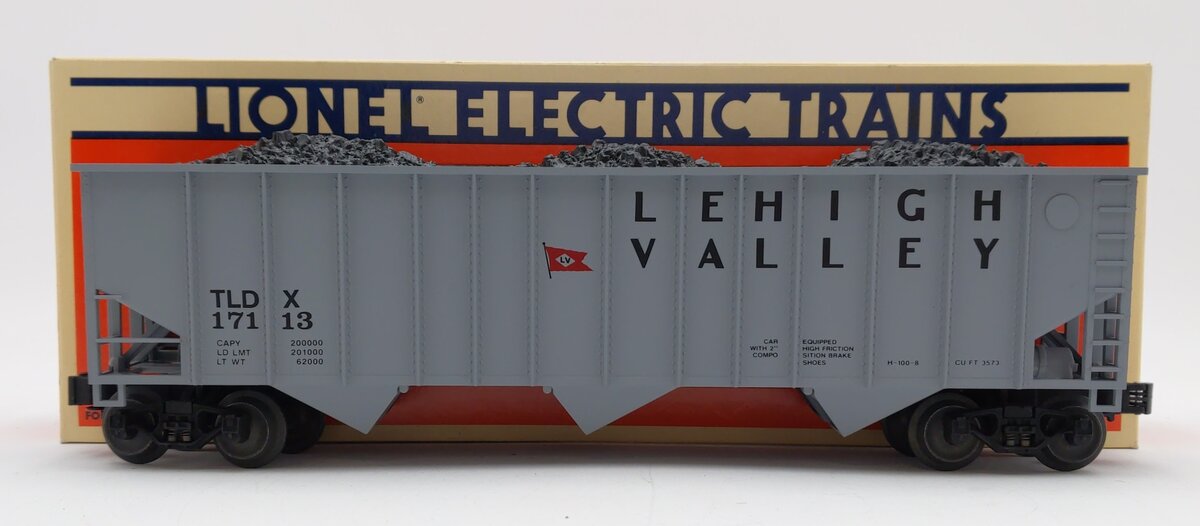 Lionel 6-17113 O Gauge Lehigh Valley 3-Bay Hopper with Simulated Coal Load LN/Box