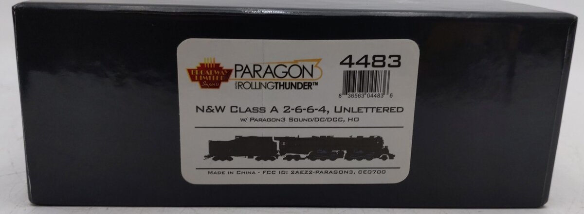 Broadway Limited 4483 HO Undecorated N&W Class A 2-6-6-4 Paragon3 Sound/DC/DCC