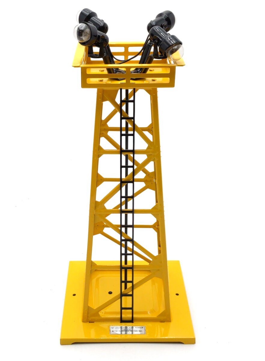 MTH 30-9025 O Gauge Yellow Floodlight Tower #395 LN/Box