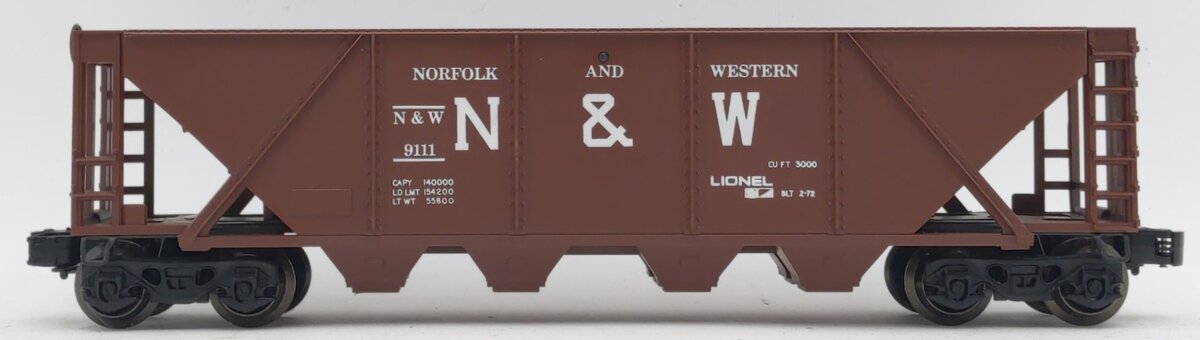 Lionel 6-9111 O Gauge Norfolk and Western 4-Bay Hopper #9111 EX/Box