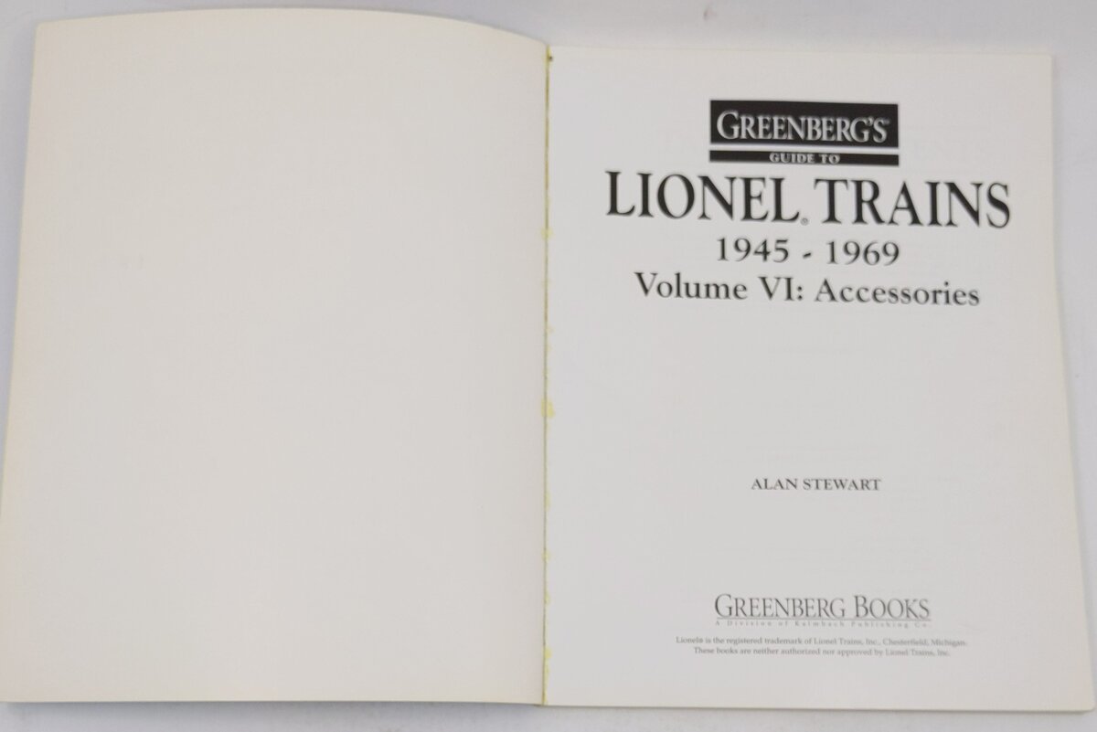 Greenberg's Guide to Lionel Trains, 1945-1969, Vol 6 Paperback Book Alan Stewart EX