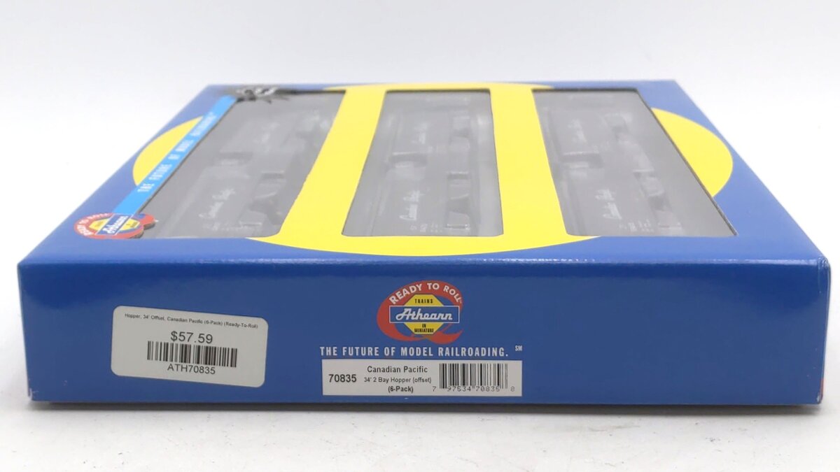 Athearn 70835 HO Scale Canadian Pacific 34' 2 Bay Offset Hopper (Pack of 6) NIB