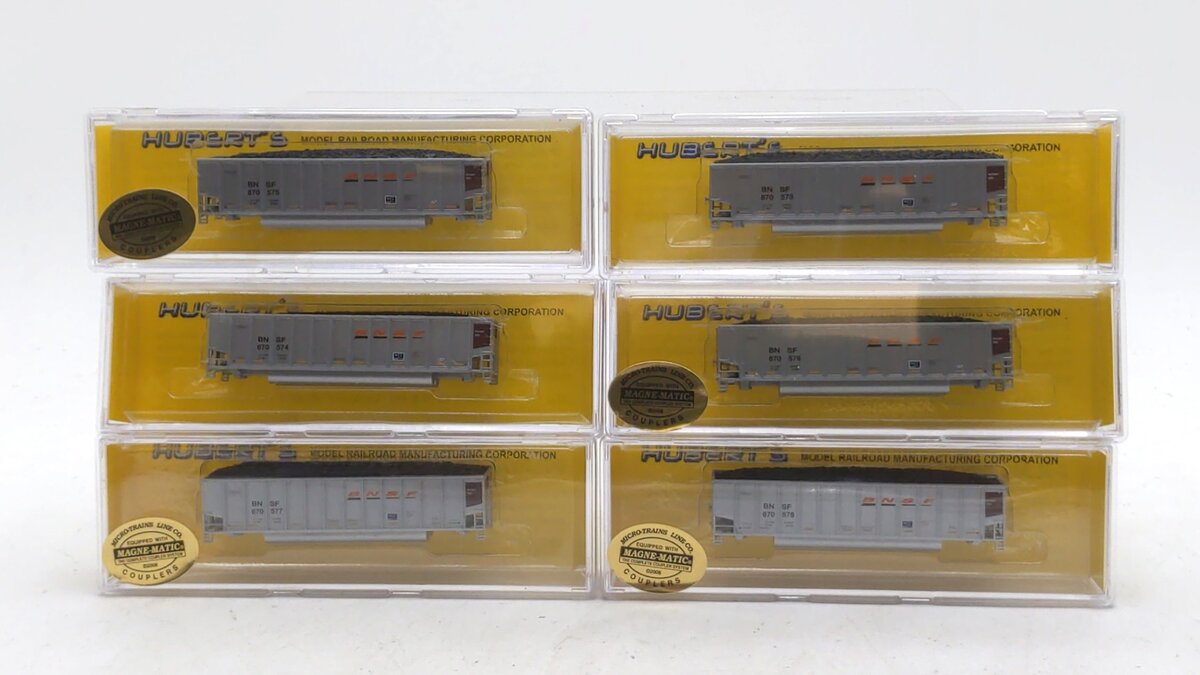Hubert's Model RR N Scale Burlington Northern Santa Fe Coal Hopper (Pack of 6) EX/Box