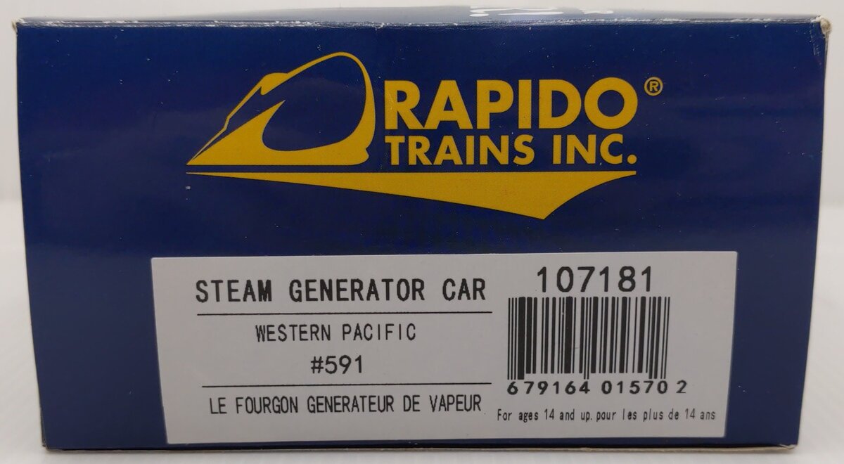 Rapido Trains 107181 HO Western Pacific Steam Generator Car #591