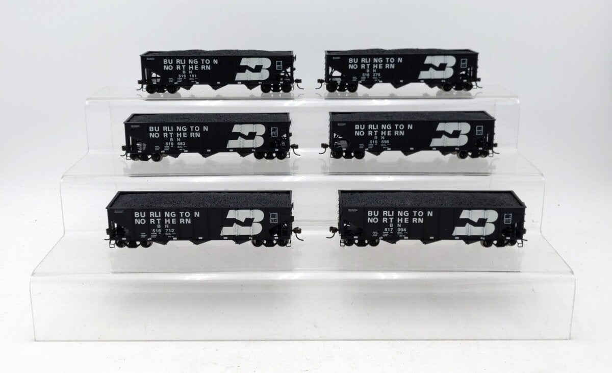 Athearn 95602 HO Burlington Northern 40' 3 Bay Ribbed Hopper Cars (Pack of 6) LN/Box