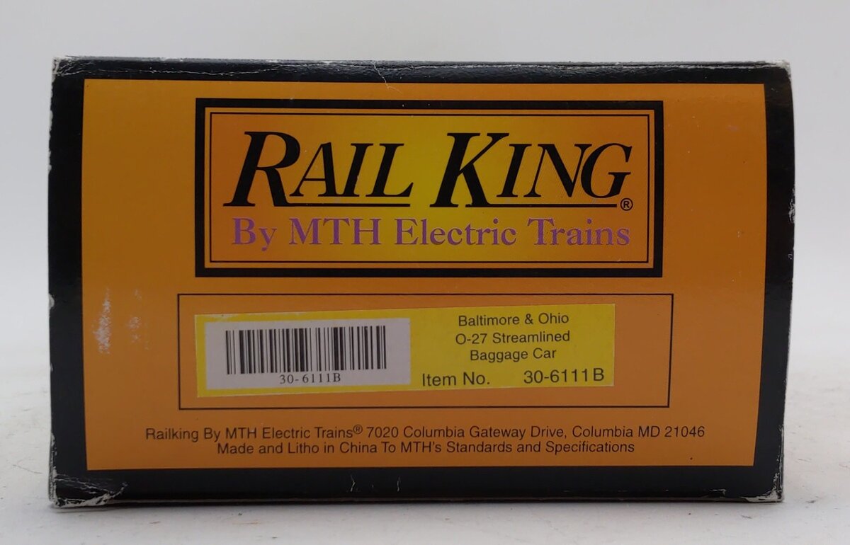 MTH 30-6111B O Gauge B&O Streamlined Baggage Car EX/Box