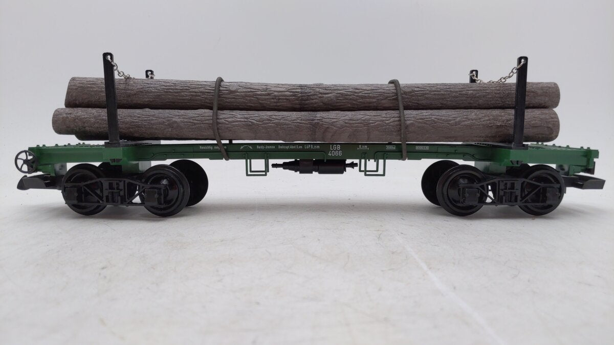 LGB 4066 G Scale Green Flatcar with Log Load #4066 LN/Box