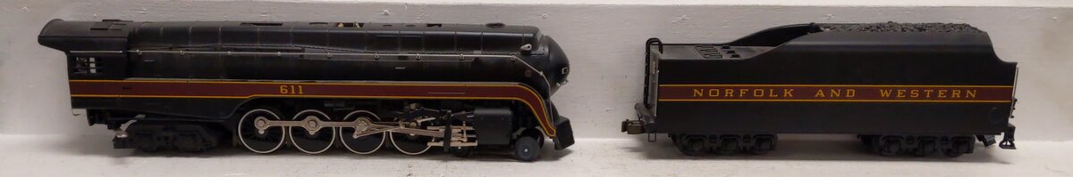 MTH 20-3024-1 O Gauge N&W J-Class 4-8-4 Steam Locomotive & Tender #611 w/PS1 EX/Box