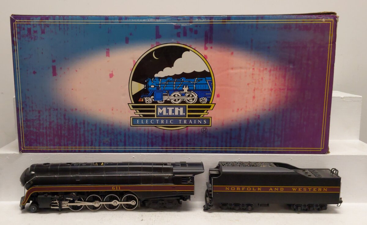 MTH 20-3024-1 O Gauge N&W J-Class 4-8-4 Steam Locomotive & Tender #611 w/PS1 EX/Box
