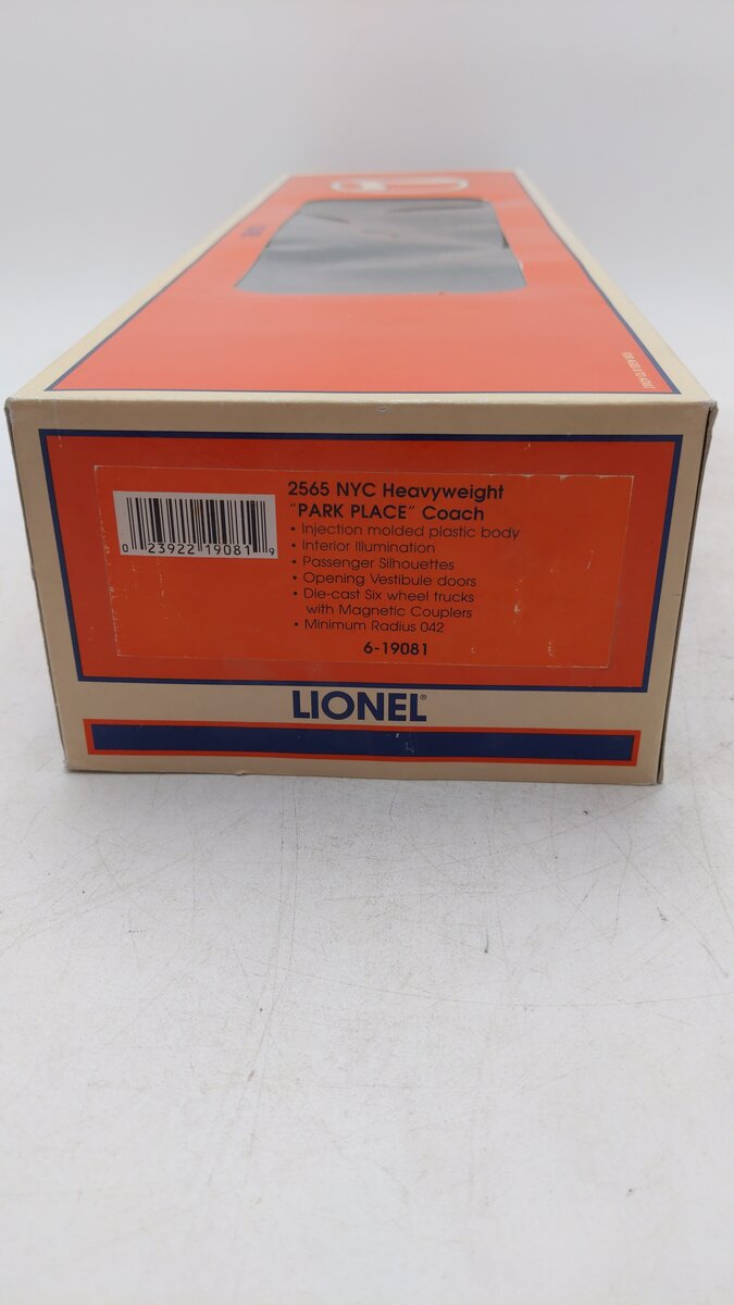 Lionel 6-19081 O New York Central Park Place Passenger Car #2565 LN/Box